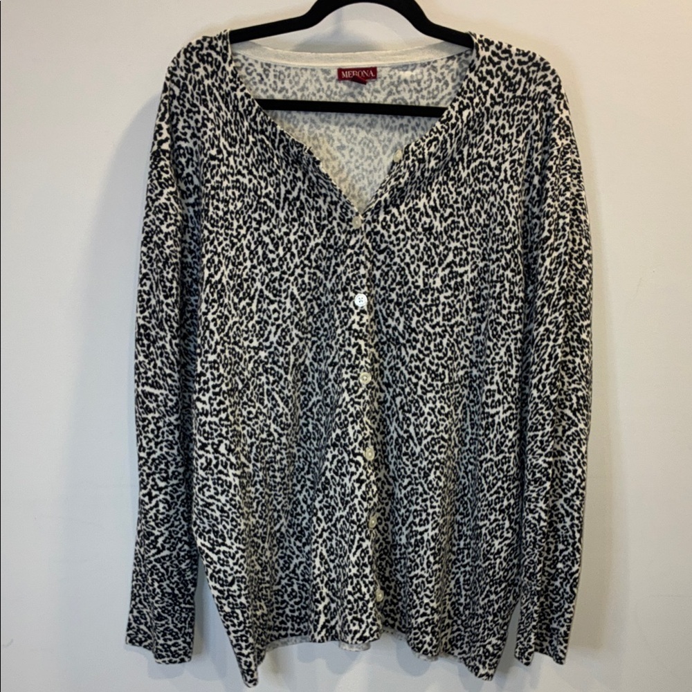 Merona 100% Cotton Leopard Print Button Up Cardigan Sweater Size 3X - Picture 1 of 5